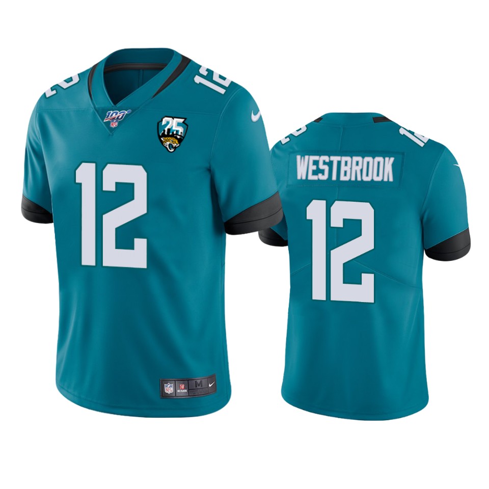 Men Nike Jacksonville Jaguars #12 Dede Westbrook Teal 25th Anniversary Vapor Limited Stitched NFL 100th Season Jersey